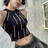 Tuxedo Pendant Vest Woman Summer New Sexy Hottie Hanging Neck Sling Design Sleeveless