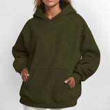 Toloer Coat Women's New Fashion Pure Color Loose Casual Temperament Long-Sleeved Hooded Winter Hoodie