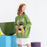 Cartoon Q Version Penguin Embroidery Sweater Harajuku Retro Style Knitted Sweater Autumn And Winter Cotton Pullover