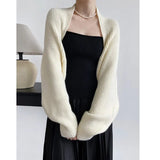 Elegant Gray Knitting Cardigan Sweater Loose Fit V-Neck Long Sleeve Women New Fashion Tide Autumn Winter 2022