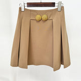 New Star Fashion Big Metal Buckle Decoration 100-Fold Mini Skirt