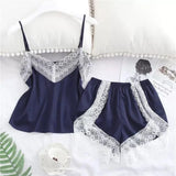 Explosion Pajamas Simulation Silk Two-Piece Pajamas Large-Size Home Underwear Pajamas