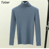Solid Winter Warm Knitted Sweater Women New Turtleneck Long Sleeve Knit Sweater Mujer Elegant Sweater For