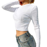 Toloer Style Women's Wear 2024 Spring New Fashion Logo Featured Chest T-Shirt Slim Slim Short Top-Outfit