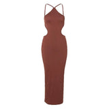 Toloer / Summer 2023 New Women's Sexy Back Strap Hanging Neck Bag Hip Slim Temperament Dress
