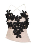 Niche T-Up Jacket 2025 Autumn And Winter Yarn Mesh Splicing Three-Dimensional Flower Strip Slings Small Vest