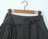 Pleated Lace Up Mini Skirt-Outfit