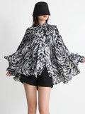 Toloer Design French Retro Print Shirt 2024 Pure Season New Fashion Dizzy Dye Lace-Up Loose Top Women's Wear-Outfit