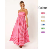 Toloer Spring And Summer Striped Suspenders Open Back Big Clear Fresh Air