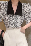 Blouse Women Peter Pan Collar Puff Sleeve Vintage Tops Vintage Blusas De Mujer 2023 Korean Temperament Loose Shirt