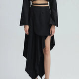 Pleated Irregular Hem Skirt For Women High Waist Casual Individuality Skirts Female Fashion New Clothing