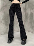 vintage flared trousers with embossed velvet and flared