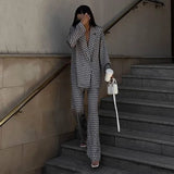 Toloer Autumn Women's Long Sleeved Lapel Micro Bell Trousers Fashion Printed Suit Suit With The Street-Outfit