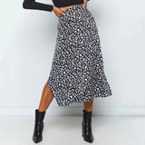 Toloer / Summer 2023 Leopard Print Slit Skirt Sexy Zipper High-Waist Long Skirt-Outfit