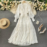 Holiday Dress Spring Dress 2023 New Goddess Temperament V-Collar Rope-Drawn Waist Dress-Outfit