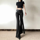 Toloer Summer New Women's Fashion Design Sense Slim Rivevet Micro Casual Pants-Outfit