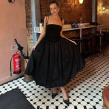 Tube Solid Frill Midi Dress-Outfit