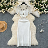 Feel Dress Women 2025 New Design Color Short-Sleeved Polo Collar Knitted Ass