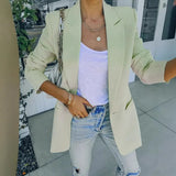 Toloer Spot 2024 Autumn / Winter New Female Fashion Temperament Solid Color Lapel Long Sleeve Small Suit Jacket-Outfit
