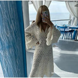 Toloer Women's Wear 2024 Summer New Lace Embroidered Hollowed-Out Dress-Outfit