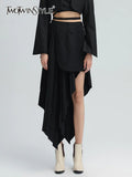 Pleated Irregular Hem Skirt For Women High Waist Casual Individuality Skirts Female Fashion New Clothing