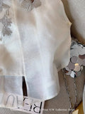 Embroidered Ougen Yarn New Chinese Round Collar Vest 2024 Summer Female Style Loose Temperament Sleeveless Vest-Outfit