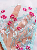 Blue Sheer Floral Lingerie Set-Outfit