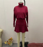 Solid Color Round Collar Loose Blouse Simple Dress Set In Autumn