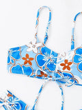 Wave Floral Print Bikini Set-Outfit