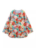 Cotton Clothes In Autumn And Winter 2025 New Cotton Collar Printing Horn Sleeve Cotton Suit Splicing Bump Color Cotton Jacket Women's