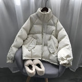 Ladies Fashionable Winter Oversized Stand Collar Down Jacket Women 2021 New Warm Thick Loose Chic Parka Bread Padded