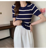 Knitted Shirt Girl 2025 Summer New Ocean With Small Thin