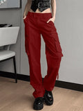 Low Waist Baggy Parachute Cargo Pants-Outfit
