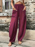 Solid Color Pocket Trousers With An