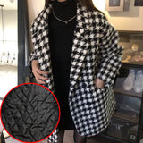 Winter Thick Vintage Houndstooth Woolen Coat Women Korean Loose Double Breasted Suit Jacket Elegant Warm Quilted