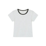 Toloer Color Short-Sleeved T-Shirt Women 2024 Summer New Slim Show Thin And Versatile Short Shoulder Students Pure Color Top