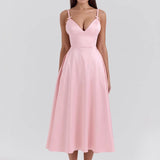 New V-Neck Sexy Design Dress Court Style Dopamine Wearing Sling Dress