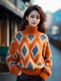 Toloer Goods Heavy Industry Orange Turtleneck Sweater In Autumn And Winter Wearing Bursts Of Color Knitted Knitted Shirt Exquisite
