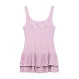 Women's Trouser Dress 2025 Spring-Less Sleeveless Folding Double-Layer Hem Repair