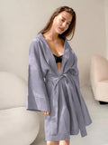 Cotton Sleep Dress Women Long Sleeve Casual Sahes Dress Short Nightgown Drop Shoulder Home Dress Female Solid
