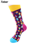 Colorful Cotton Men's Socks Funny Mushroom Strawberry Geometric Calcetines Happy Casual Skate Harajuku