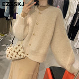 lantern Thick cashmere O-NECK Sweater Cardigans Women Autumn winter Casual long Sleeve Sweater For women Female Chic