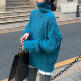 Collar Soft Waxy Head Sweater Female Qiu Dong New Loose Add Thick Knit Sweater Lazy Wind Bottom Shirt Female-Outfit
