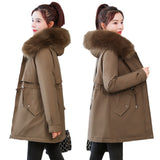 Cotton-Padded Jacket Women 2024 Winter Parke Leisure Long Korean Version Of Women's Warm Loose Big Wool Collar Cotton-Padded Coat-Outfit