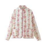 Women's Clothing 2025 Autumn 11 Thin Cotton Clothes Printed Collar Double Pocket Cotton Jacket Loose