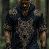 Men's Short-Sleeved Loose Casual Hoodie 3D National Style Digital Printing Short