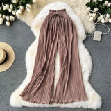 Wear High-Rise Straps With A Hundred Laps Of Casual Pants Women Micro-Fat Large Size Showing Lean Meat Hangings Wide Legs Of Hundreds Of Folded