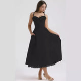Temperament Floral Series French Summer Slings Gentle Wind Dress With Thin Floral Slings Long
