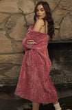 Winter Red Long Sleeve Long Sweater Coat with