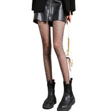 [With Diamonds] Black Stockings Women Thin Ins Tide Sexy Hollow Fishing Net Socks Spring Hot Diamond Crystals Even Foot